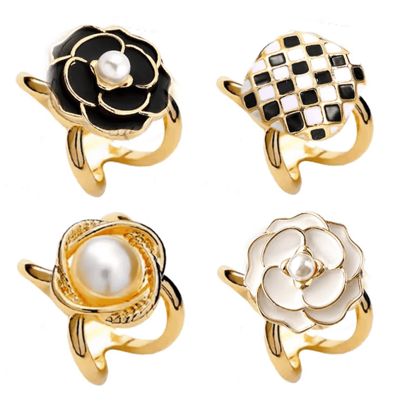 4Pcs Faux Pearl Alloy Brooch Multi-Use Clip - Elegant Waist Dress Scarf Sweater Pin for Daily Wear Gift