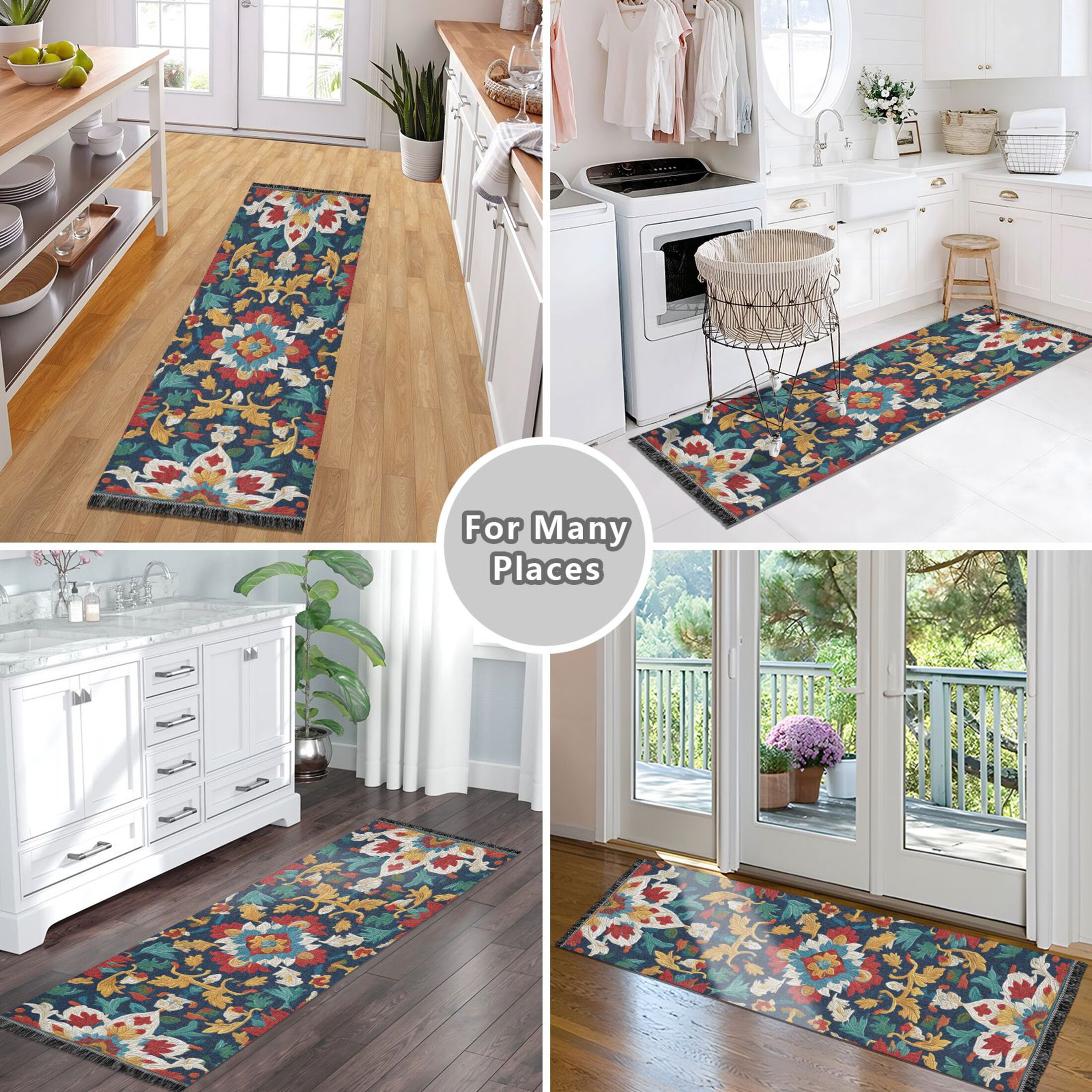 Bedroom Hallway Indoor Outdoor Mat With Rubber Backing Runner Rug Long Persian Pattern