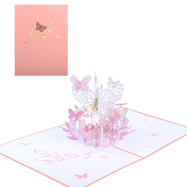Esposa Tarjeta De Felicitación 3D Tarjeta De Felicitación De Mariposa Y Flor Para Regalo Del Día De La Madre Regalo De Cumpleaños De Esposa Regalo De Pareja Kearding HA040523-01