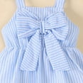 thumbnail image 4 of NIEWTR Toddler Baby Girl Summer Outfit Bow Embroidery Short Sleeve T-Shirt Plaid Ruffle Shorts Set Little Girls Clothes Short T-shirt Sets Blue 12-18 Months, 4 of 6