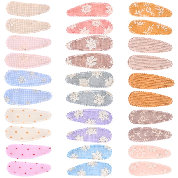 GOOHOCHY 30 pinzas para el pelo bordadas para niña, pequeñas, accesorios bonitos para el pelo de niña pequeña.