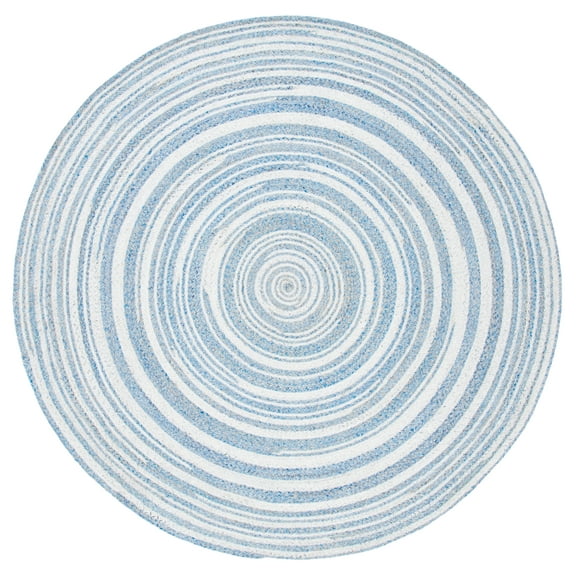 SAFAVIEH Cape Cod Linda Abstract Dots Polyester Area Rug, Blue/Ivory, 7' x 7' Round