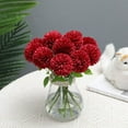 thumbnail image 4 of 12pcs Artificial Chrysanthemum Ball Flowers Fake Red Flowers Silk Hydrangea Bridal Wedding Bouquet for Home Garden Party Office Kitchen House Decoration, 4 of 7