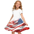 thumbnail image 1 of Odeerbi Niñas Día de La Independencia Vestido de Línea A Verano Patriótico Cuello Redondo Manga Corta Vestido Casual, 1 of 9