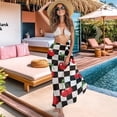 thumbnail image 3 of Uourmeti Womens Black and White Plaid Cherries Blouse Sarong Coverups Sheer Bikini Tie Side Wraps See Through Beach Pareos, 3 of 7