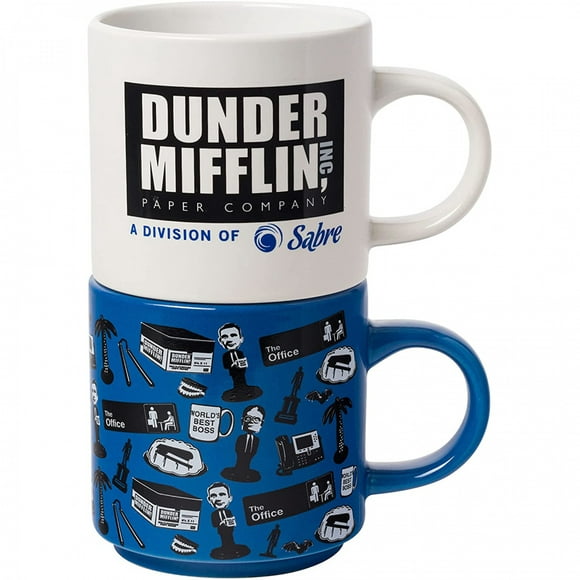 The Office Dunder Mifflin Logo et Icônes AOP 13 oz Tasses en Céramique 2-Pack