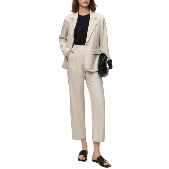 Women's Suit Pants Plain Straight Leg Apricot XS (2)