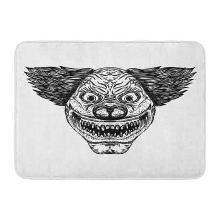 GODPOK Adult Black Joker Evil Scary Clown Monster with Big Nose and Sharp Teeth Horror Cartoon White Man Rug Doormat Bath Mat 23.6x15.7 inch