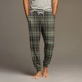 thumbnail image 2 of Wutalume Men's Drawstring Pocket Cuffed Casual Pants with Checkered Print, Comfortable Home Sleep Pants for Everyday Wear and Relaxation,Army Green L, 2 of 7