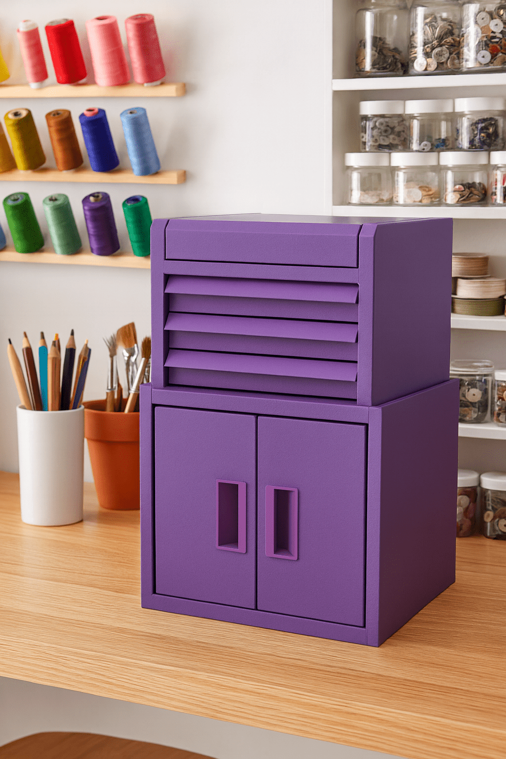 Hyper Tough Limited Edition 11.6-inch Steel Mini Tool Storage Cabinet, Purple Diamond Glitter, Double Doors & Non-Slip Top Mat