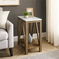 thumbnail image 2 of Table d'Appoint Étroite en Faux Marbre Blanc/noyer Naturel, 2 of 6