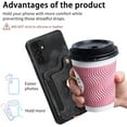 thumbnail image 6 of Phone Case for Samsung Galaxy A13 5G Wallet Cover with Tempered Glass Screen Protector and Wrist Strap Lanyard RFID Credit Card Holder Ring Stand Cell Accessories SM-A136U SM-A136U1 Women Men Black, 6 of 17