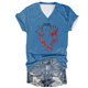 thumbnail image 1 of Tops Cortos para las Mujeres, Halloween Impreso V-Cuello Camiseta de Manga Corta, Tela de Imitación de Moda Casual, 1 of 3