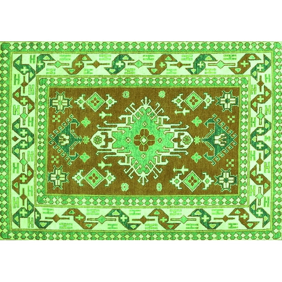 Ahgly Company Indoor Rectangle Geometric Green Traditional Area Rugs, 3' x 5'