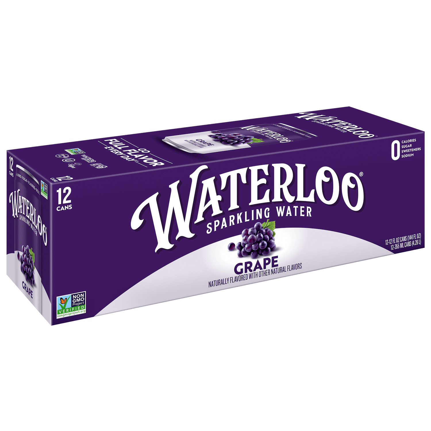 Waterloo Sparkling Water, Grape, 12 fl oz, 12 Pack Cans