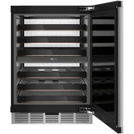 Café - Modern Glass 46-Bottle Built-In Dual Zone Wine Center with WiFi - Platinum glass