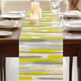 thumbnail image 3 of Table Runners 70 Inches Long Dress Scarves, Yellow Gray Stripes Farmhouse Coffee/Dining/Kitchen Table Decor, Holiday Table Runner, Watercolor Modern Abstract Minimalist 13x70 Inch, 3 of 9