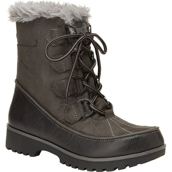 Women's Jambu JBU Brunswick Weather Ready Waterproof Boot Charcoal Microbuck/Brushed Vegan/Faux Fur 9 M