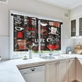 thumbnail image 3 of Kitchen Curtains Coffee Window Curtains and Valances Set 36 Inch, Black Red Cute Short Tier Curtain for Kitchen, Brown White Cartoon Doodle Small Kitchen Decor, 3 of 5