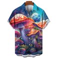 thumbnail image 2 of Camisas hawaianas con estampado 3D de hongos y hadas para hombre, camisas de playa para vacaciones, ropa de moda para mujer, blusa con solapa, camisa lisa, 2 of 4