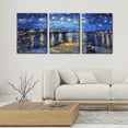 thumbnail image 2 of Framed Canvas Wall Art of Van Gogh Oil Paintings - Starry Night Over The Rhone - Impressionism Aesthetic Canvas Prints Artwork for Living Room Bedroom Office Home Decor - 12" x 16" x 3, 2 of 6