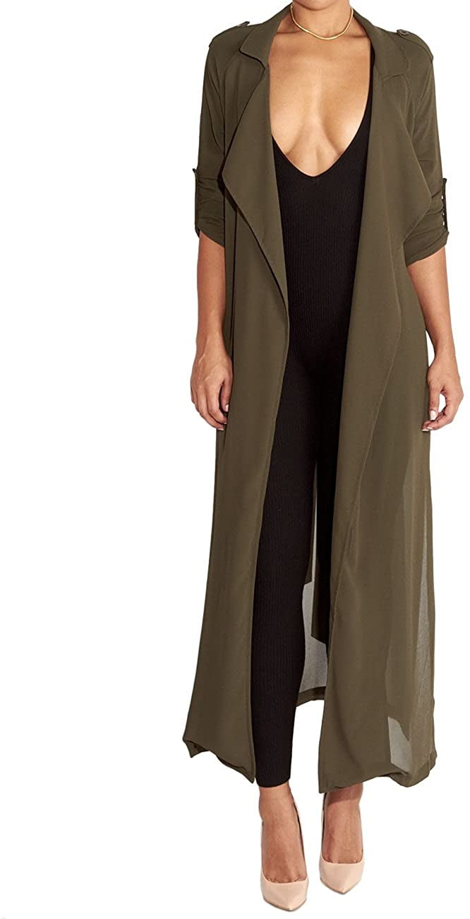 Maxi Sheer Duster Cardigan Army Green 
