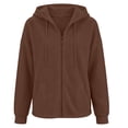 thumbnail image 6 of RUTAYY Women's Hoodies Casual Zip Up with Pockets Drawstring Solid Color Long Sleeve Pullover Soft Comfortable Hooded Sweatshirt Brown, 6 of 6