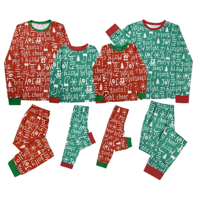 Ensemble de Pyjamas de Noël Assortis pour la Famille en Coton, Pyjamas des Fêtes avec Cerf, Tenue de Nuit Papa Maman Enfants Bébé PJs