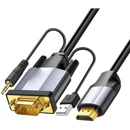Tianle VGA to HDMI Adapter Cable with 3.5mm Audio 1m/3.3FT Active Male VGA to HDMI Out Lead Video Adattatore Cord for PC Laptop TV Box to Monitor HDTV Projector Screen