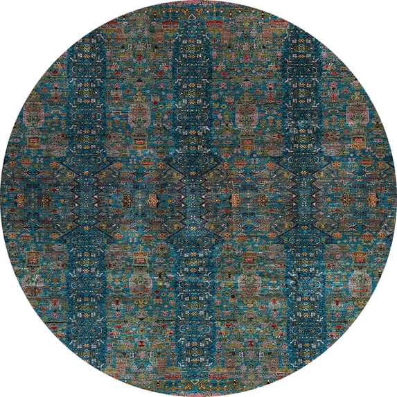 Ahgly Company Indoor Round Abstract Taupe Brown Oriental Area Rugs, 7' Round