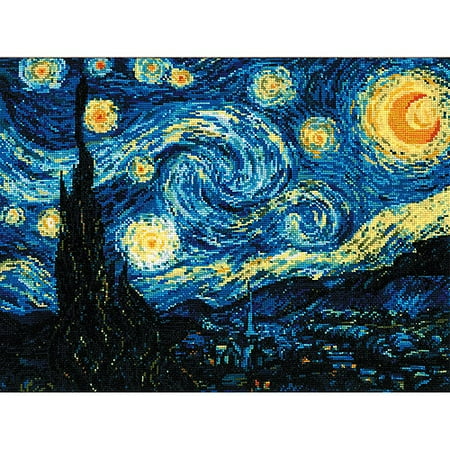 14 Count Cross Stitch Fabric - Starry Night After Van Gogh's Painting Counted Cross-Stitch, 15.75