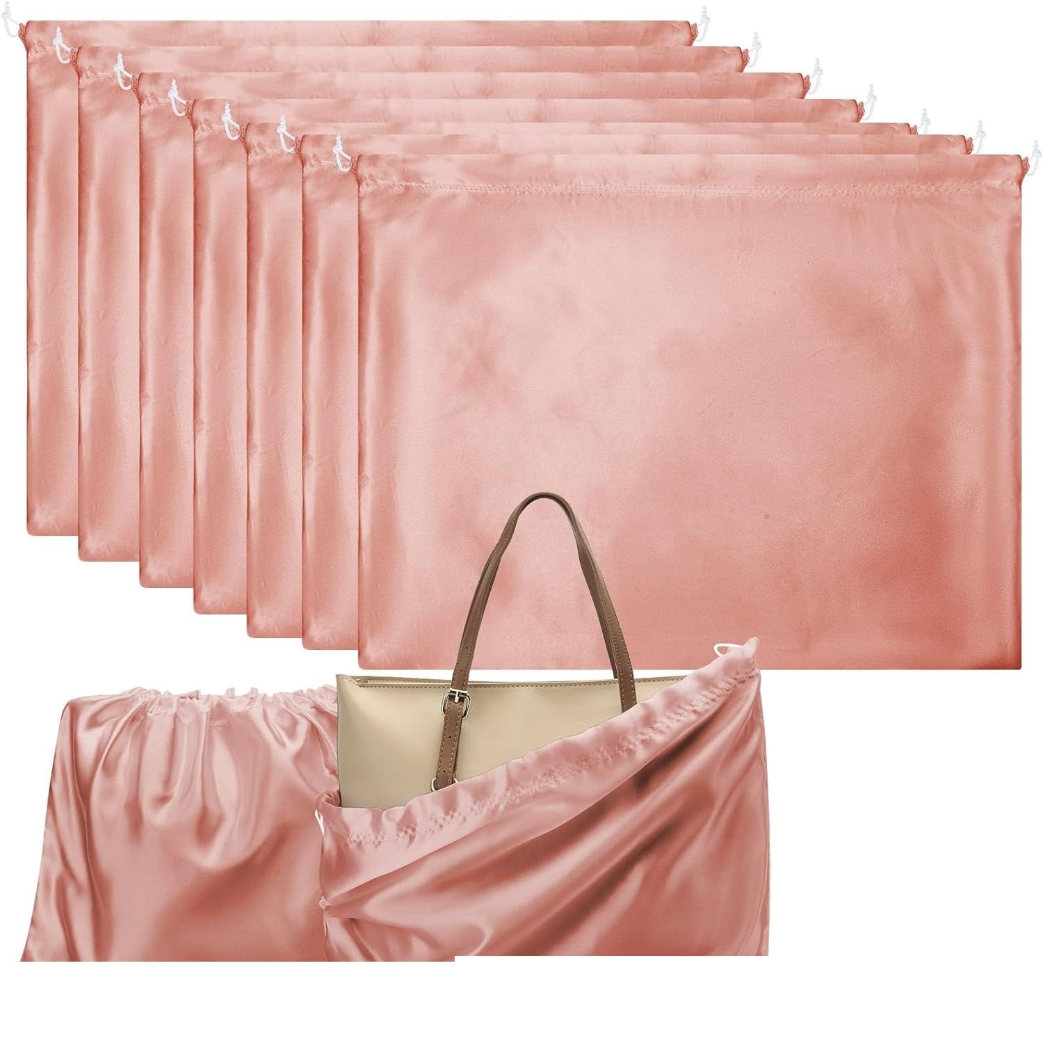 30 Pcs Silky Dust Cover Bags Satin Drawstring Bag Dustproof Travel Storage Pouch Handbags Storage Bags for Handbags Purse Shoes Boots