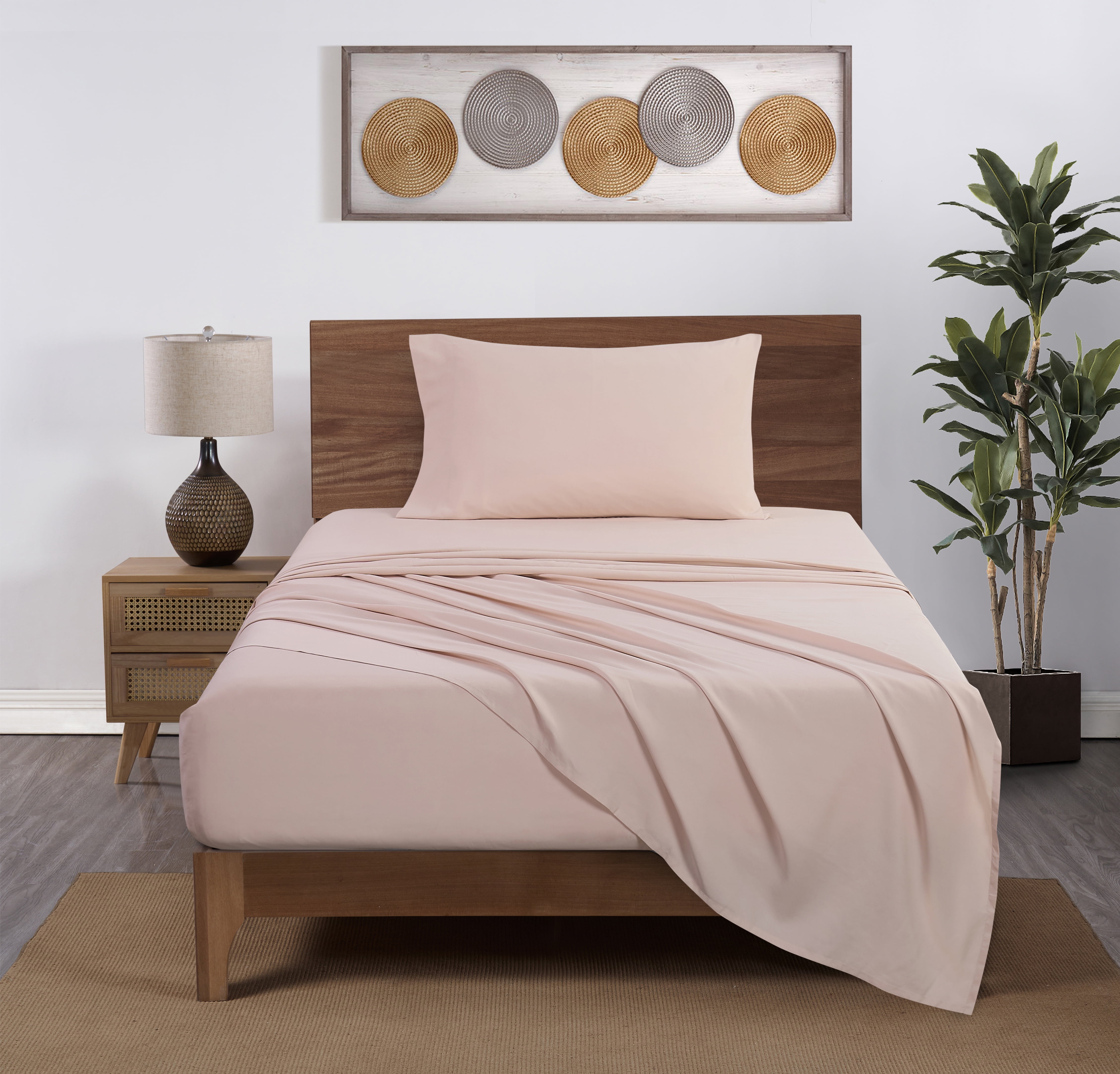 Mainstays Super Soft High Quality Brushed Microfiber Bed Sheet Set, Twin-XL, Pink Blush, 3 Piece