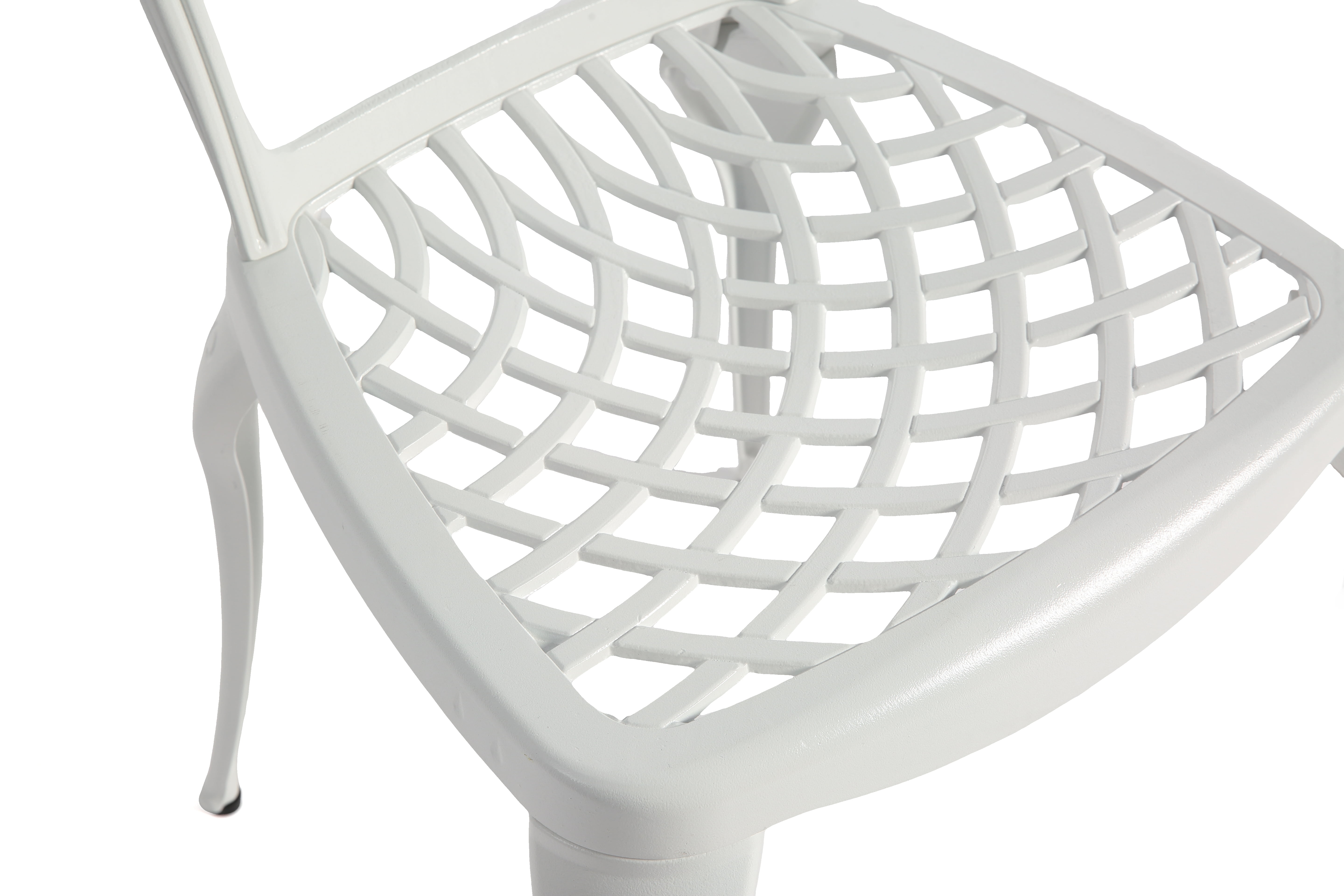 Cast Aluminum Bistro Set of 3 with 2 Chairs and 1 Round Table, Rustproof Outdoor Patio Furniture for Garden and Balcony, White