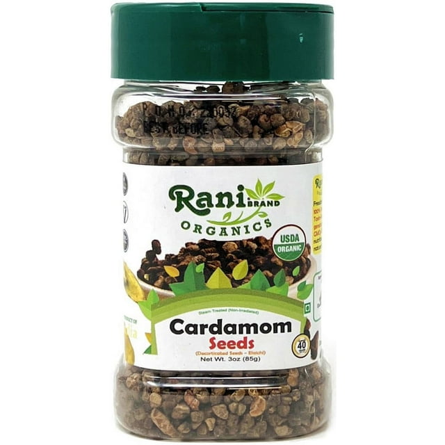 Rani Organic Cardamom (Elachi) Decorticated Seeds (from Green Cardamom) Indian Spice 3oz (85g) PET Jar ~ All Natural | Vegan | Gluten Friendly | NON-GMO | Indian Origin | USDA Certified Organic