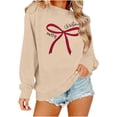 thumbnail image 4 of SwiftWear Women's Merry Christmas Red Bow Sweatshirt - Festive Crewneck Holiday Top Soft Long Sleeve Casual Wear for Seasonal Celebrations Beige, 4 of 9