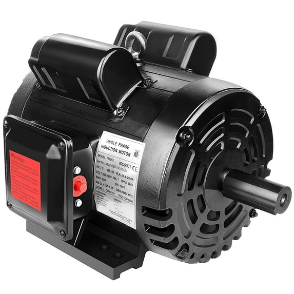 7.5 HP Air Compressor Motor Single Phase Electric Motor 3450RPM 208V-230V 2Pole 1-1/8"Shaft Diameter CW/CCW ODP