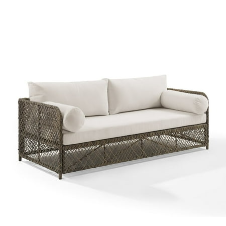 Crosley Furniture Granite Bay Fabric Outdoor Sofa in Cream White/Stone