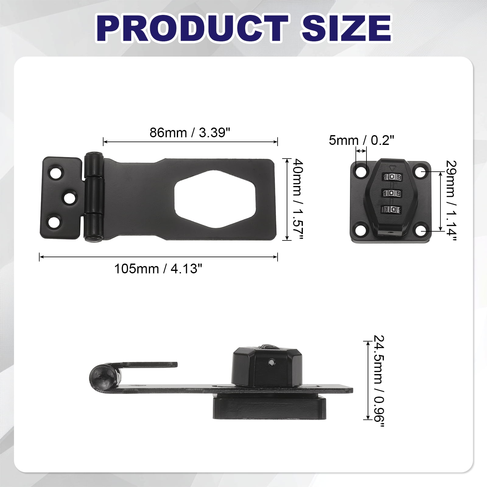 Uxcell 2 Pcs Keyless Cabinet Lock with Combination Code (3.5 Inch) - 3-Digit Password Hasp Latch Lock Mechanical Password Rotary Hasp, for Drawer Closet Cupboard Fence Door, Black