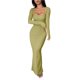 thumbnail image 1 of Vestido Informal de Larga para Mujer, con Escote Cuadrado, Suave, Ajustado, para y Otoño. Verde Hierba S, 1 of 8