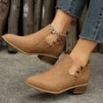 thumbnail image 7 of Leozcaa Women's Ankle Boots Fashion Low Chunky Block Heel Pointed Toe Fall Heeled Short Booties Shoes, 7 of 7
