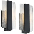 thumbnail image 2 of Possini Euro Design Cascadia Modern Wall Light Sconces Set of 2 Black Metal Hardwire 6" Fixture LED Piastra Art Glass for Bedroom Bathroom Vanity Home, 2 of 9