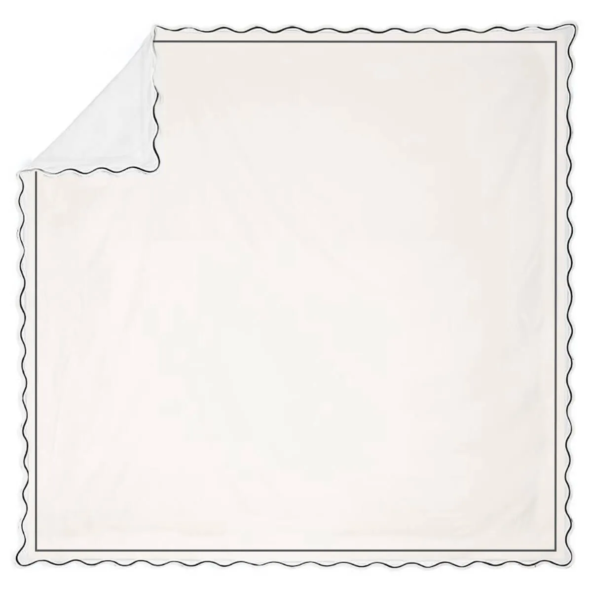 400TC Cotton Scallop Embroidery & Border Sateen Solid Duvet Cover Set