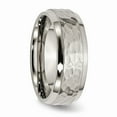 thumbnail image 4 of Grey Titanium Ring Band Wedding Beveled Comfort 8mm Edge, Hammered and Polished, 4 of 6
