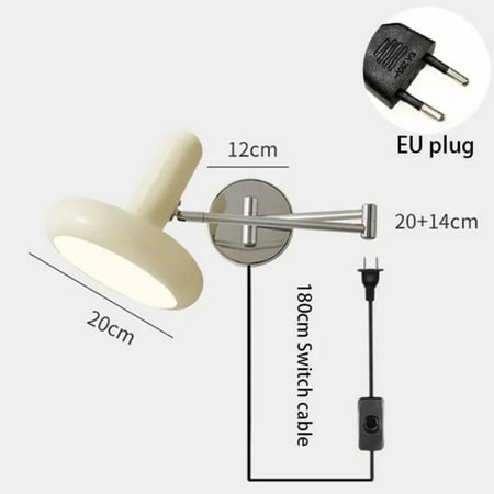 

CHNGSNG Stylish Elegant Modern Adjustable Nordic Cream LED E27 Bulbs Wall Lamp for Bedroom Living Room and Office with Study and Reading Function - Chic Retractable Bedside Lamp