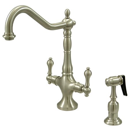 Kingston Brass KS1778ALBS Robinet de Cuisine à Double Poignée avec Pulvérisateur en Laiton