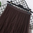 thumbnail image 4 of Ediodpoh Women's Skirts Fashion Casual Heavy Industry Nail Bead Petal Mesh Skirt High Waist Mid Length Skirt Womens Midi Skirt Coffee One Size, 4 of 5