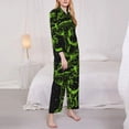 thumbnail image 3 of Fuzoiu DINOSAUR IN SPACE Print Women's Long-Sleeved Pajama,Lounge Button Down Nightwear,Womens Notch Collar Pajama Set-Small, 3 of 7
