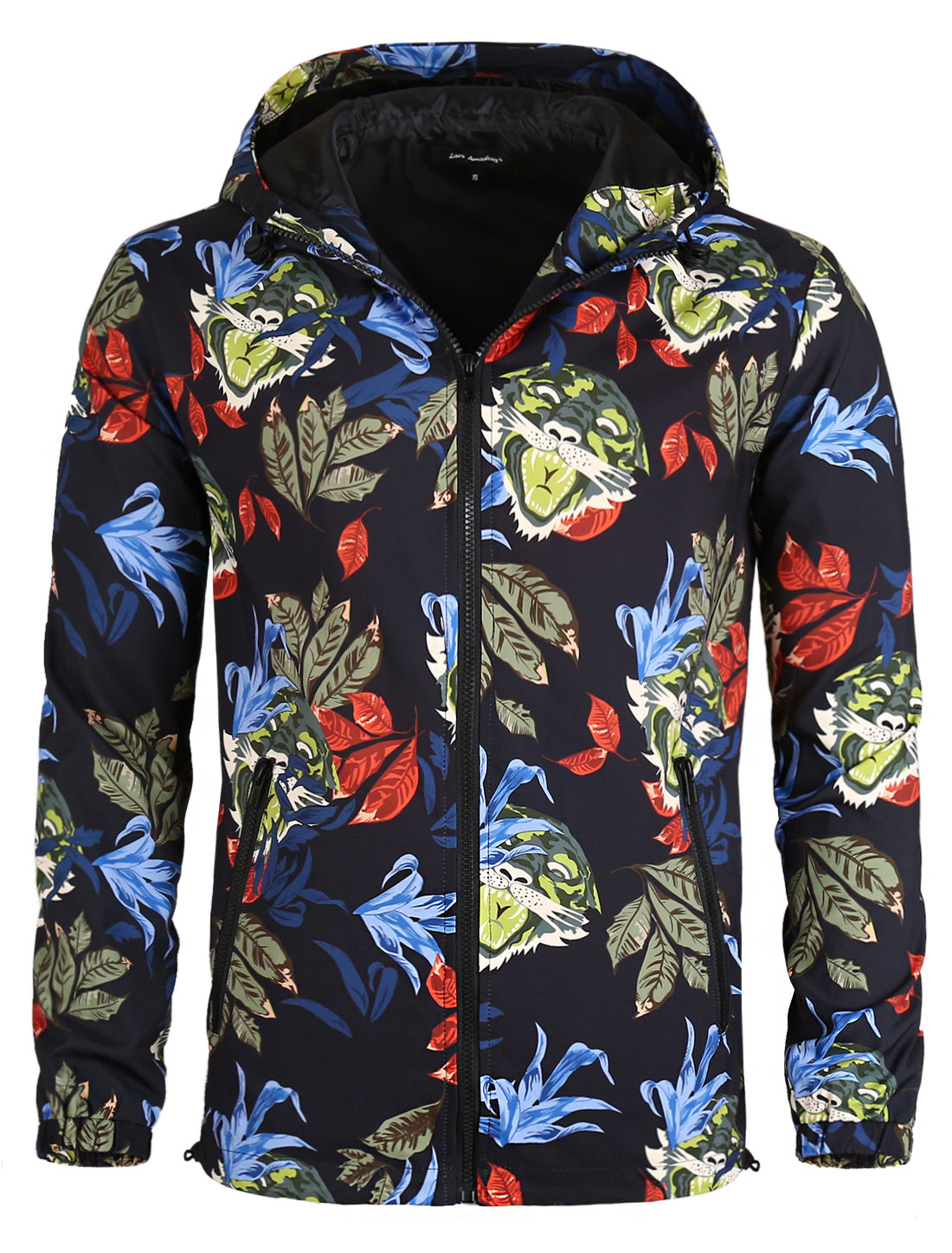 Floral Print Windbreaker Zip 