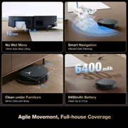 Ecovacs Deebot X8 Pro Omni روبوت المكنسة الكهربائية والممسحة، 18000 باسكال، Ozmo Roller مسح ذاتي الغسيل الفوري